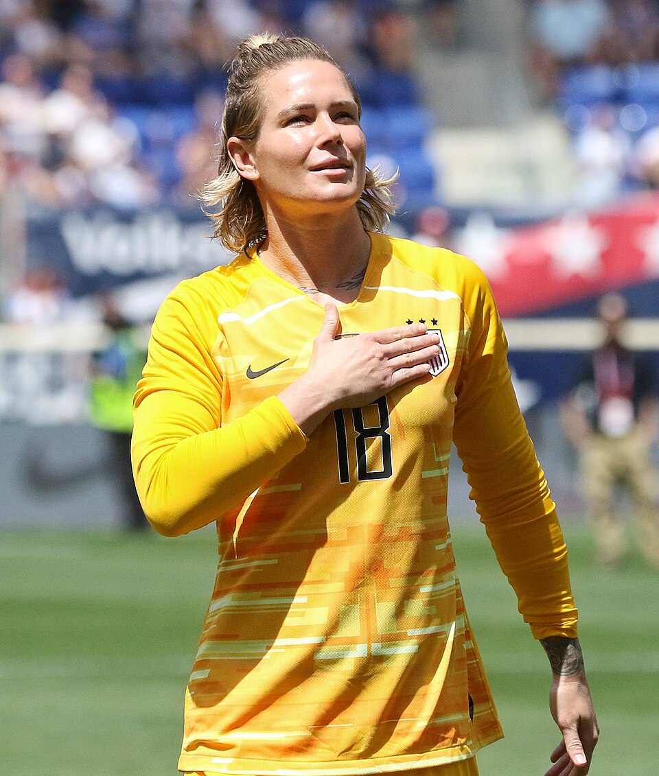 Ashlyn Harris in a US national team jacket after a friendly against Mexico in May 2019