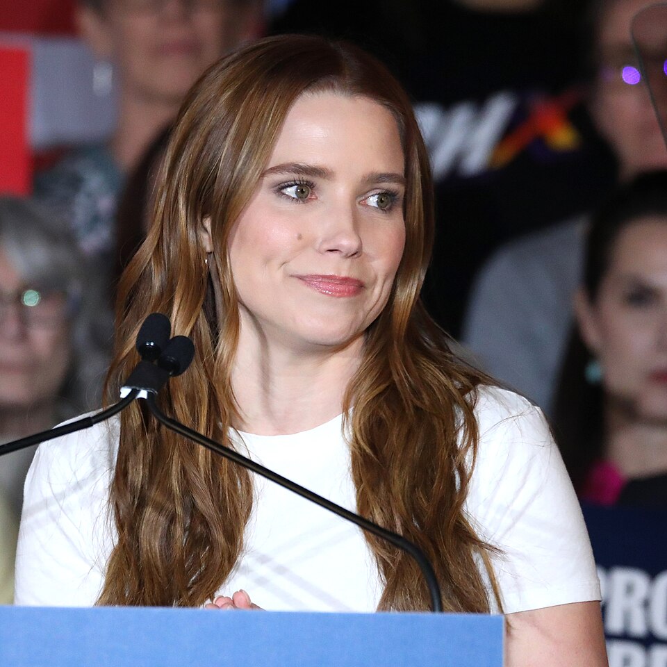 Actress Sophia Bush speaking at a rally in Phoenix, Arizona, in October 2024